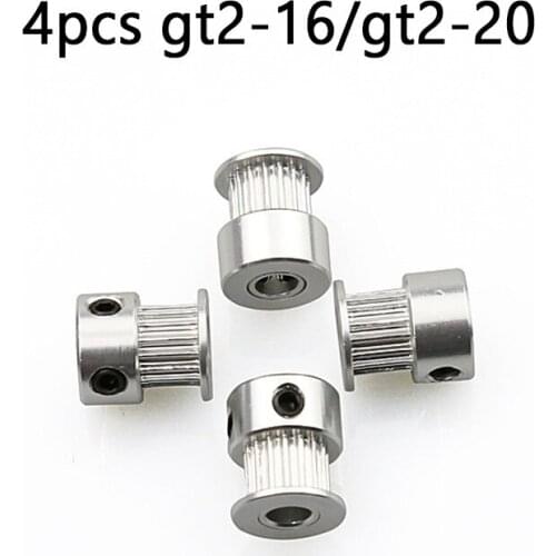 4pcs/lot 2gt 16 20 teeth Timing GT2-16 20 pulley Alumium Bore 5mm fit forbelt Width 6mm for anet A8 A6 E10 3D Printer parts