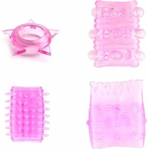 4 in 1 Adjustable Silicone Penis Ring Reusable Condom Time Delay Cock Ring Penis Sleeve Sex Toys for Men