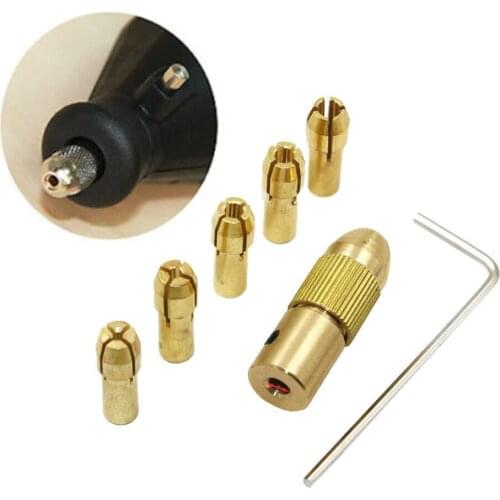 Mini Drill Chucks Adapter 7pcs 0.5-3mm Electric Motor Shaft For Copper Drill Folder Copper Cap Axis Drill Collet Tools With Wre