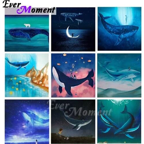 Ever Moment Full Square Diamond Mosaic Art Painting Sea World Animal Fish Whale Dream Roam Romantic Fantasy Ocean ASF2333