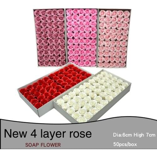 50pcs New 4 Layers Soap Scented Rose Flower Essential Wedding ValentineS Day Gift Holding Home Decor