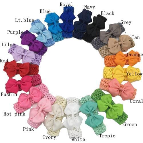 20pcs/lot 3inch Grosgrain Ribbon Bows For Crochet Headbands Children Hair Bows Band Head Accessories