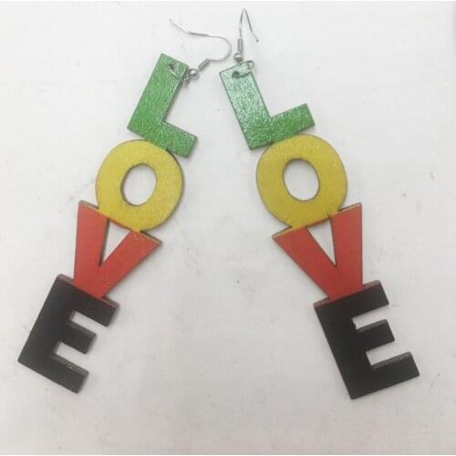 Printing Love Wooden Earrings