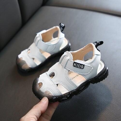 Toddler Childrens Sandals 2021 Summer New Baby Boys And Girls Velcro Soft Infant Beach Bottom Shoes Black White shoes