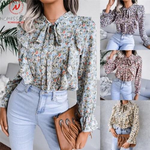 Elegant Office Lady Blouse Patchwork Design Ruffles Bandage Decor O-Neck Long Sleeve Spring Autumn Slim Chiffon Top