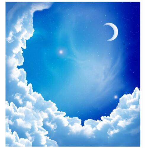 Mural Wallpaper Wallpaper Fantasy White Clouds Star Moon Sky Ceiling Zenith TV Living Room Bedroom Background Wall
