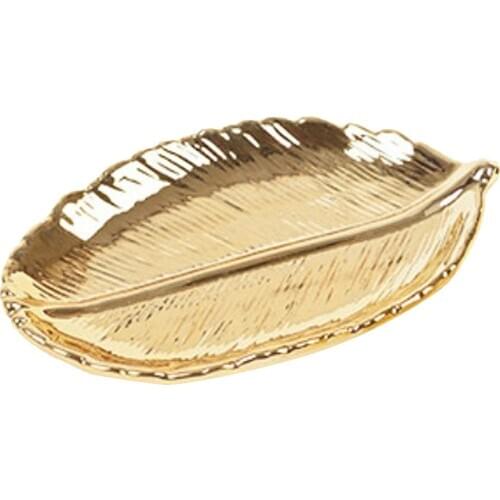 Ceramics Leaf Shape Jewlery Tray Dish Plate Food Candy Biscuit Snack Bowl