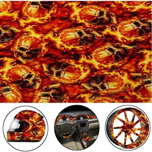 Red Skull Flame PVA Hydrographics Film 50x100cm Water Dipping Transfer Printing Film Hydro Dip Style Decals Stickers Moto Decor
