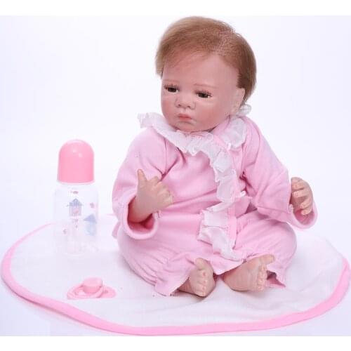 22 Inch Reborn Doll 50 Cm Soft Vinyl Silicone Mohair Handmade Hair Transplant Pink Clothes Cute Baby Toys Holiday Gifts