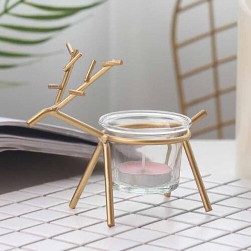 LBER Wrought Iron Elk Candlestick Romantic Candlelight Dinner Decorations Props