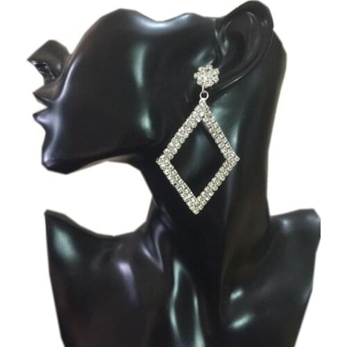 Fashion Flashing Rhinestone Pendant Earrings Rhinestone Shaped Large Circle Attractive Personality Bridal Jewelry 180531-1