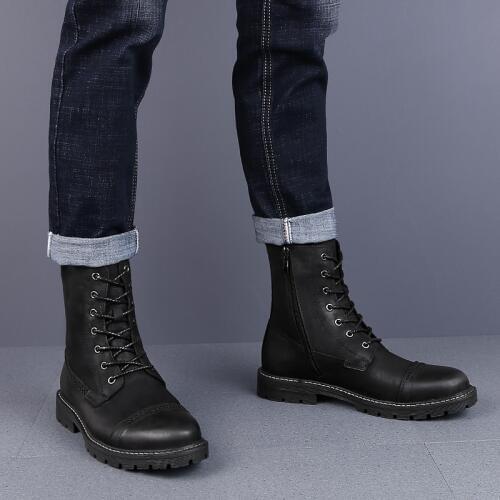 Brand High Quality Genuine Leather Men Waterproof Boots Men Casual Shoes Fashion Ankle Boots For Men Winter Men Boots With Fluff