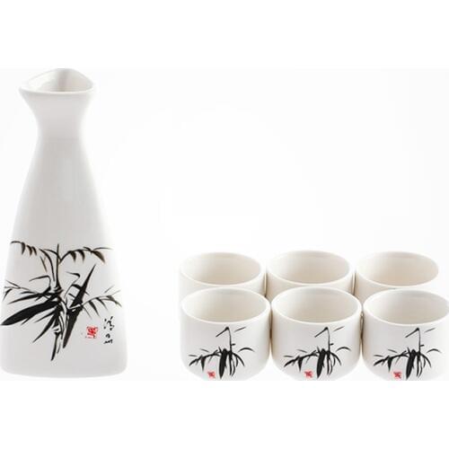 Retro Sake Set Creative Ceramic Wine Set Home Insulation Wine Glass Ceramics One Pot Six Glasses Sake White Wine Pot mx9061520