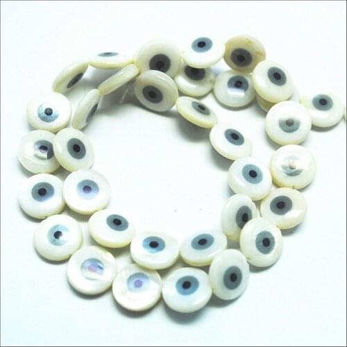 New shell beads string mother of pearl beads accessories round shape with draw eyes hot designs for charms bracelets making