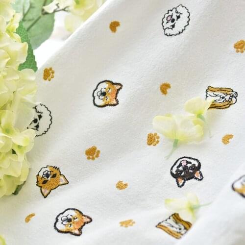New style cotton and linen cloth, animal, dog embroidery, hand-made fashion, household goods, dress, decorative fabric