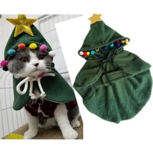 Christmas Tree Style Dog Clothes Pet Dog Cloak Trench Coat Jacket Dog Autumn Winter Jacket Warm Fleece Pet Coat ClothingXS-XL
