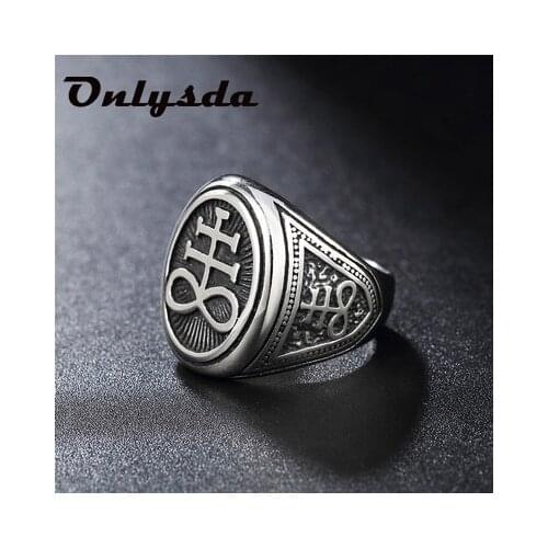 Onlysda Gothic Viking Symbol Rings Punk Stainless Steel Seal Letter Rings Men and Women Pagan Jewelry Dropshipping Gift