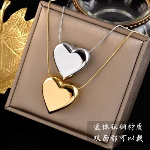 5 Pcs Smooth Heart Pendant Necklace Love Necklace Womens Personalized Neckchain Steel Pendant Peach Heart Fashion Necklace