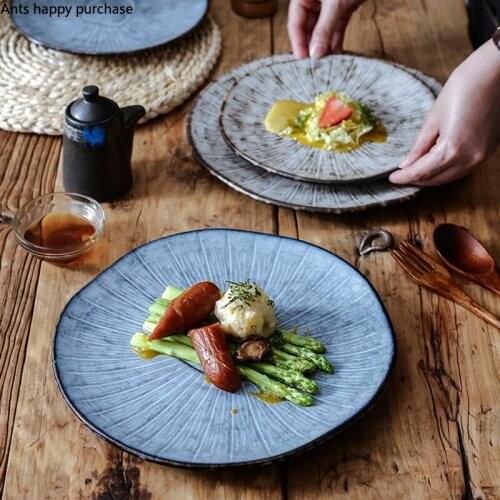 Ceramics Kiln Change Lotus Leaf Plate Home Kitchen Supplies Dinner Plate Irregular Dishes Decoration Tableware Steak Plates