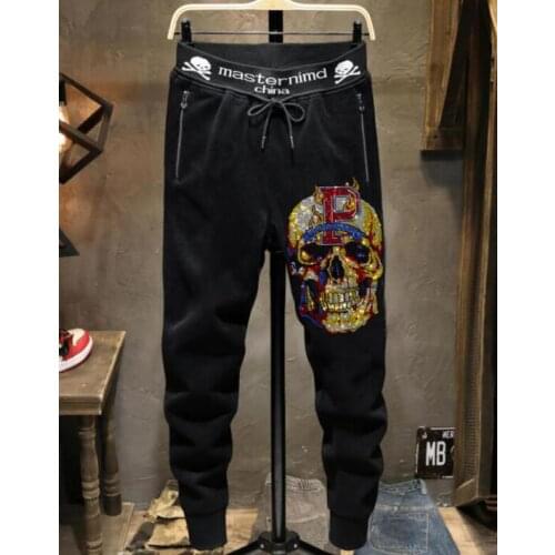 Nice design Plus Size 2XL 2021 Rhinestones long pants Men Brand Fashion Man Streetwear Slim trousers