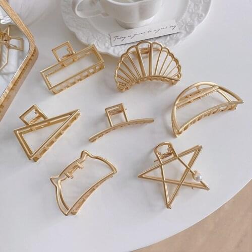 Origin Summer Unique Design Gold Color Triangle Square Star Geometrical Hair Claws for Women Minimalist Ear Hair Accessories