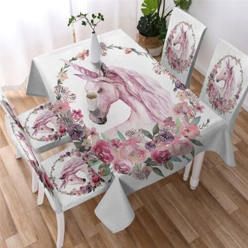 Flowers Horse Tablecloth Unicorn Rectangular Table Cover Home Textile Tablecloth Dustproof Cloth Colorful Animals Lovely Table
