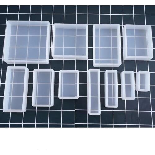 Rectangle Glossy Molds Diy Jewelry Cabochons Accessories Handmade Dried Flower Craft Container Key Chain Pendant Resin Mold
