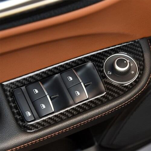 Carbon Fiber Window Adjustment Switch Frame Cover Trim for Alfa Romeo Giulia 2017-2019 Interior Decal Car Accessories Sticker