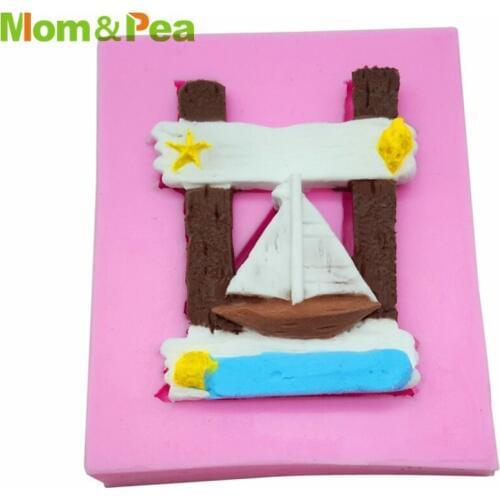 Mom&Pea MPA2097 Boat Shaped Press Silicone Mold Cake Decoration Fondant Cake 3D Mold Food Grade