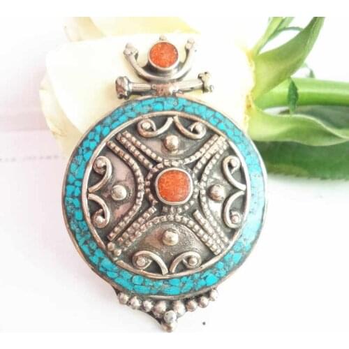 TBP760 Tibetan Jewelry Copper Inlaid Colorful Stone Flower Pendants