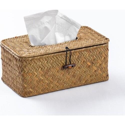 1pc Woven Tissue Box Napkin Storage Container Tissue Holder Case Car Home Living Room Desktop Tissue Paper Case
