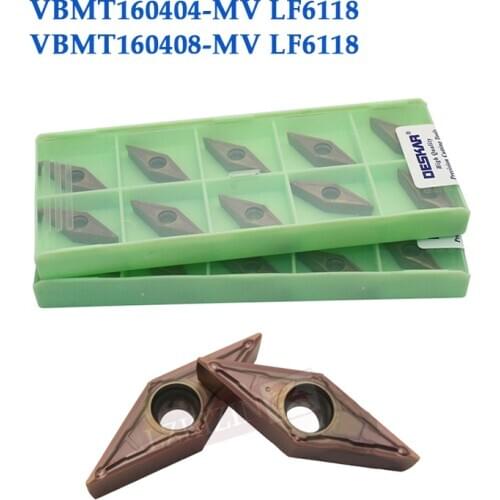 10pcs VBMT160404 VBMT160408 LF6118 LF6018 Carbide Insert DESKAR VBMT Blade CNC Lathe Cutter Turning Tool For Stainless steel