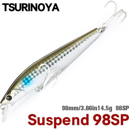 TSURINOYA 98SP Suspend Minnow Fishing Lure DW86 STINGER 98mm 14.5g Saltwater Artificial Hard Baits Bass Tungsten Weight Wobblers
