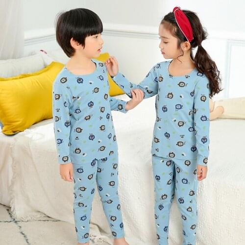 High-quality childrens velvet warming suit 2021 winter new long-sleeved two-piece cartoon constant temperature warming suit