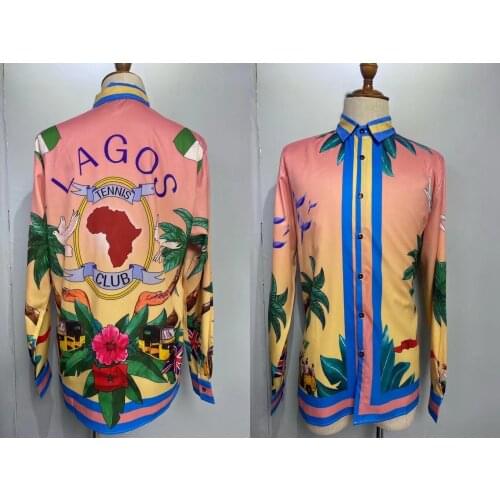 W1944 Fashion Mens Shirts 2021 Runway Luxury famous Brand European Design party style Mens Clothing