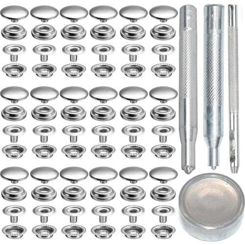 Stainless Steel Fastener Snap 15 mm Silver Press Stud Button Snap Buttons for Marine Boat Canvas Bags Leather Craft Sewing
