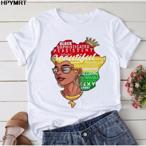 2020 New Summer Black Girl Printed T-shirt Womens Harajuku Female T Shirt Melanin Tee Shirt Femme Tops Clothing Fashion Tshirt