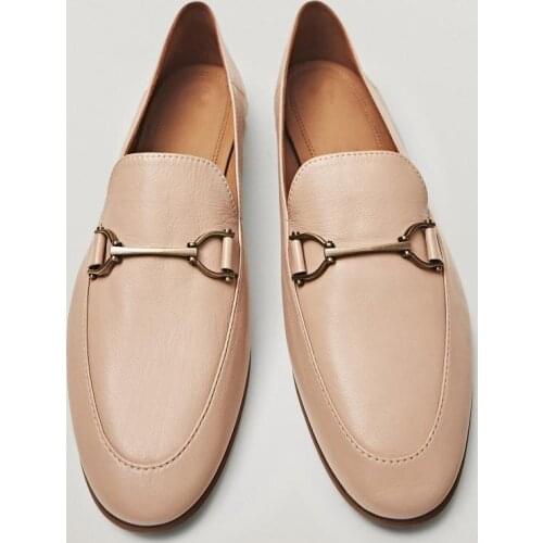 2021 summer england office lady simple Genuine leather slip-on loafers women shoes woman women shoes women flat shoes