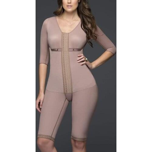 Full Bodyshaper For Women Long Sleeve Tummy Control Hook And Eye Closure Breast Support Bodysuit Bbl Post Op Surgery Supplies