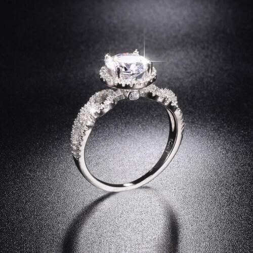 Luxury 925 Sterling silver Rings for Women Brand 3ct Simulated Diamond Wedding Engagement Ring 10kt white gold Plated Jewelry