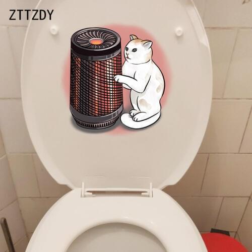 ZTTZDY 20.6*21CM Cartoon Lovely Cat Home Room Wall Sticker Bathroom Toilet Decor Deccal T3-0035
