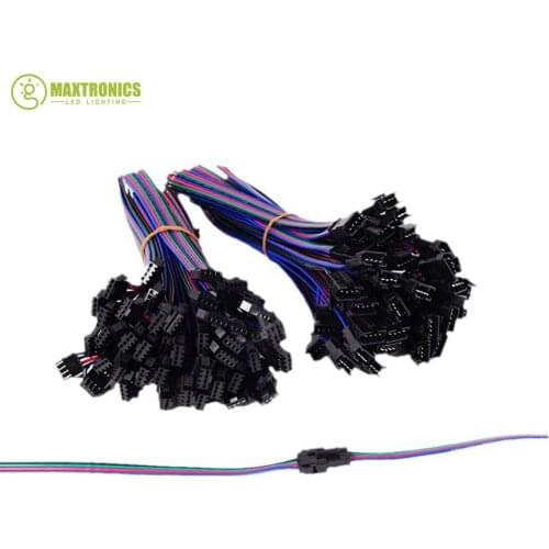 100 Pairs 4 Pin JST SM Connector Male to Female JST SM Plug Connector Cable for 5050/3528 RGB LED Strip Light