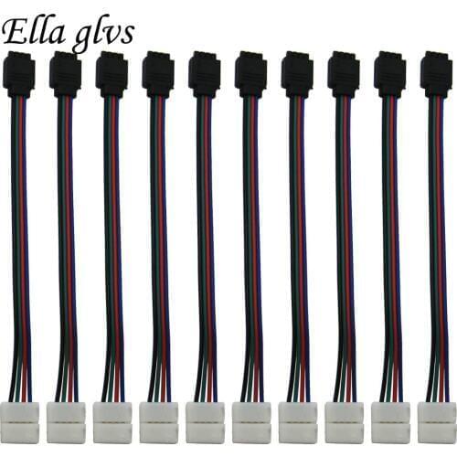 4 Pin Connector 10mm SMD 5050 Strip to 4 Pin Adapter for For SMD 5050 3528 RGB LED Strip Light Connector Cable No Soldering