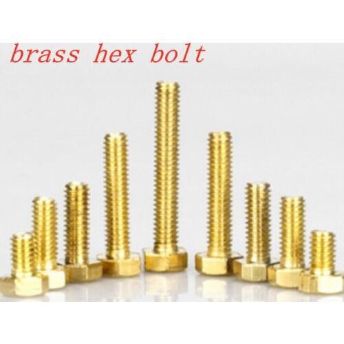 5-10pcs DIN933 M4 M5 M6*6/8/10/12/16/20/25/30/35/40/45/50 Plain Finish Brass Hex Bolts Hex Head Screws Bolts