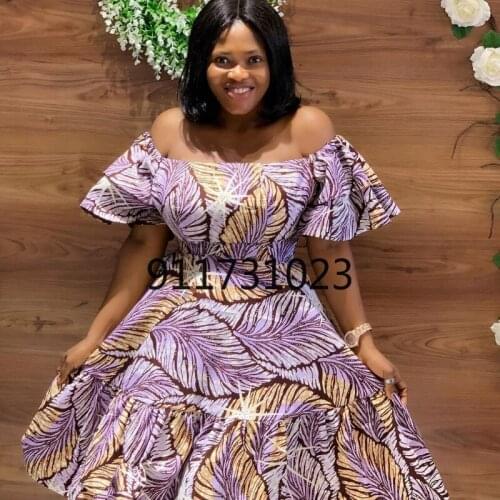 African Dresses For Women 2021 Polyester Fashion Spring Summer Dashiki Africa Style Print Rich Bazin Dashiki Midi Dress