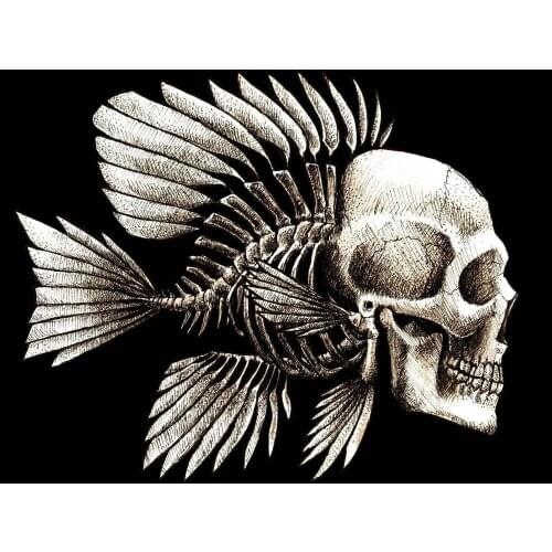 5D DIY diamond painting skull fish skeleton Full Drill Embroidery Cross Stitch Mosaic Craft Kits Home Decor Christmas Gift