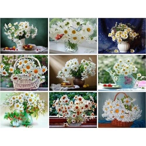 Diamond Embroidery Flower Daisy Full Square Diamond Painting Picture Of Rhinestone Mosaic Home Decoration Gift