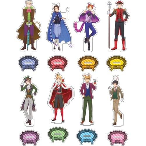 Anime Axis Powers Hetaria APH Yao Wang Feliciano Vargas Acrylic Figure Stand Display Model Plate Desk Decor Playing cards Series