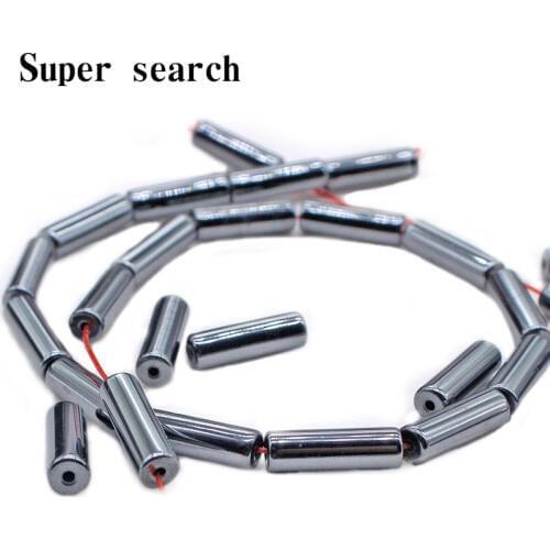 Natural stone hematite tube beads loose beads semi-precious stones black small beads Beads made necklace DIY bracelet Necklace