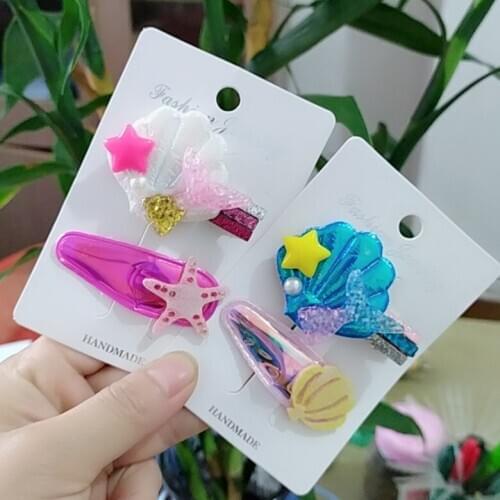 Childrens headdress mermaid hairpins Beach party series hair accessories starfish shell set baby girl hairpin colorful hairpin